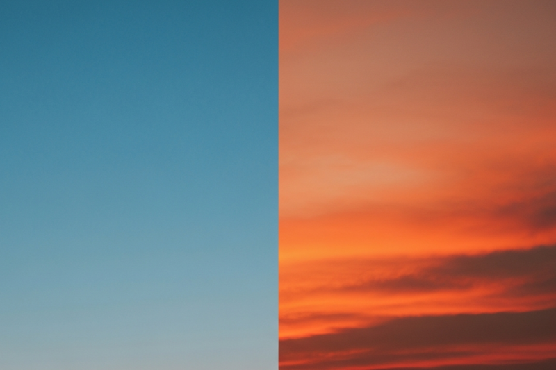 Why is the sky blue during the day and orange at night?