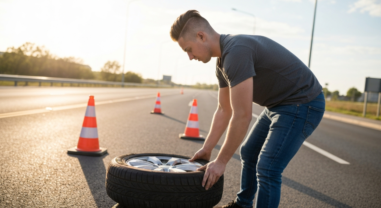 safety precautions changing a tyre